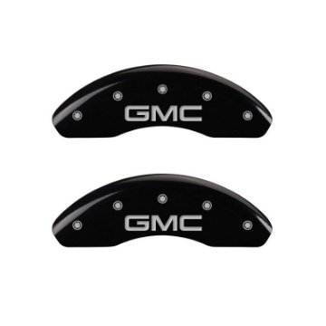 Picture of MGP 4 Caliper Covers Engraved Front & Rear GMC Black finish silver ch