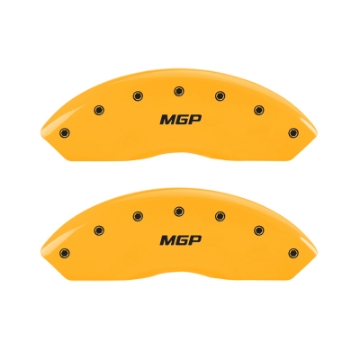 Picture of MGP 4 Caliper Covers Engraved Front & Rear GMC Yellow finish black ch