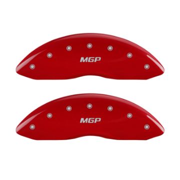Picture of MGP 4 Caliper Covers Engraved Front & Rear MGP Red finish silver ch