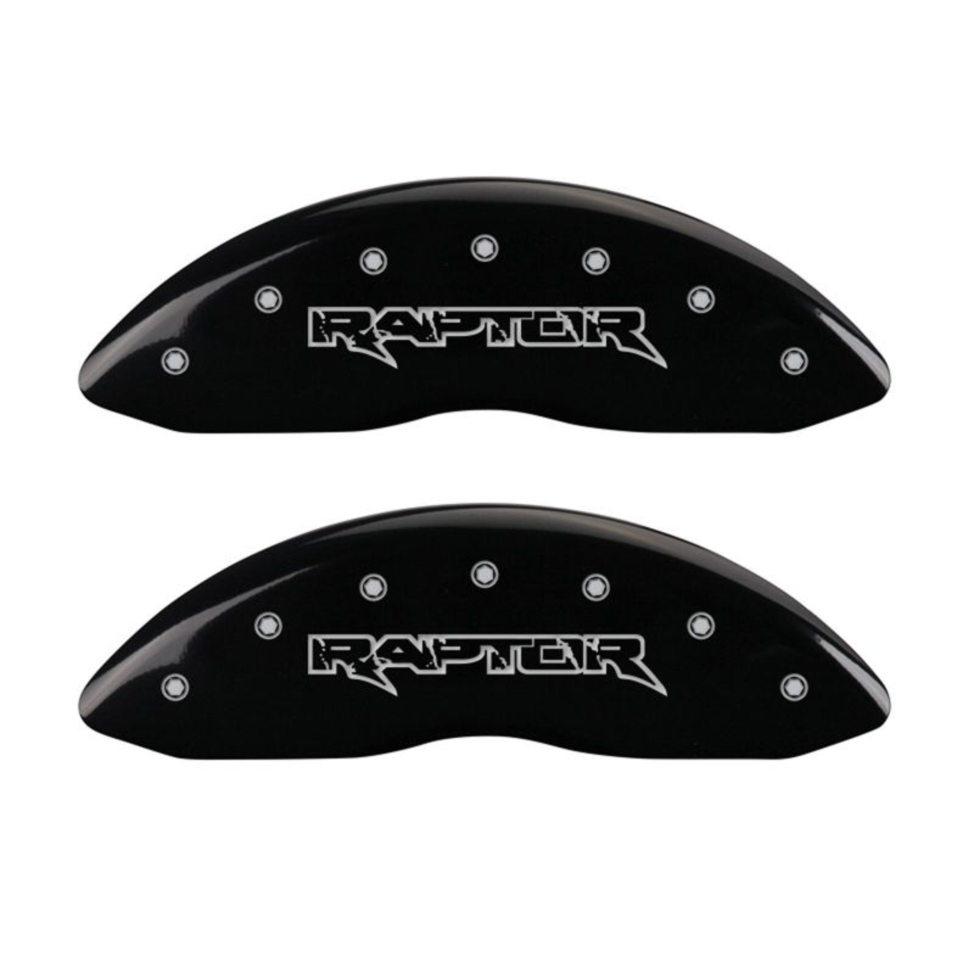 Picture of MGP 4 Caliper Covers Engraved Front & Rear Raptor Black finish silver ch