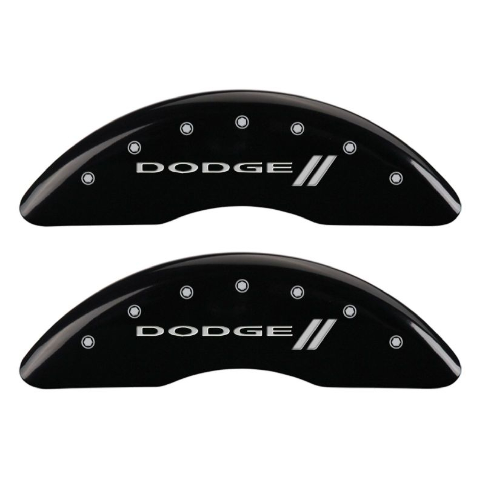 Picture of MGP 4 Caliper Covers Engraved Front & Rear With stripes-Dodge Black finish silver ch