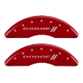 Picture of MGP 4 Caliper Covers Engraved Front & Rear With stripes-Dodge Red finish silver ch