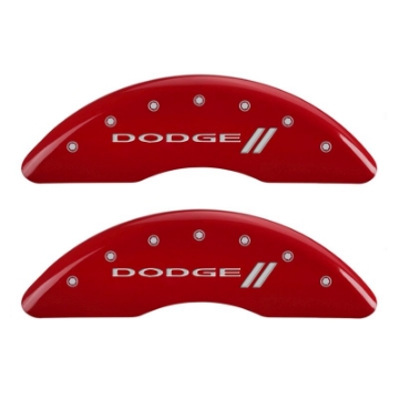 Picture of MGP 4 Caliper Covers Engraved Front & Rear With stripes-Dodge Red finish silver ch