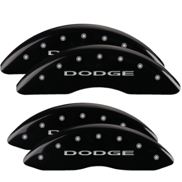 Picture of MGP 4 Caliper Covers Engraved Front & Rear With out stripes-Dodge Black finish silver ch