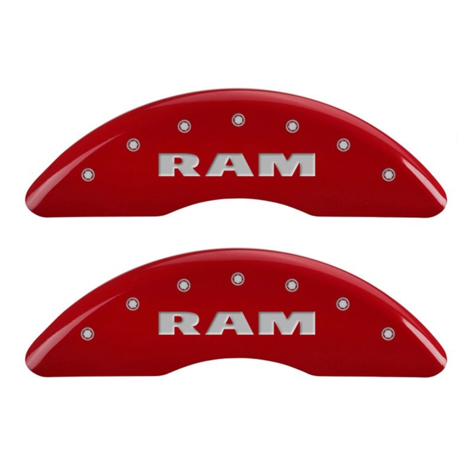 Picture of MGP 4 Caliper Covers Engraved Front & Rear RAM Red finish silver ch