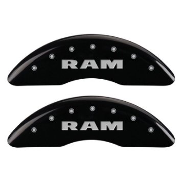 Picture of MGP 4 Caliper Covers Engraved Front RAM Engraved Rear RAMHEAD Black finish silver ch