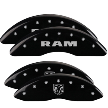 Picture of MGP 4 Caliper Covers Engraved Front RAM Engraved Rear RAMHEAD Black finish silver ch