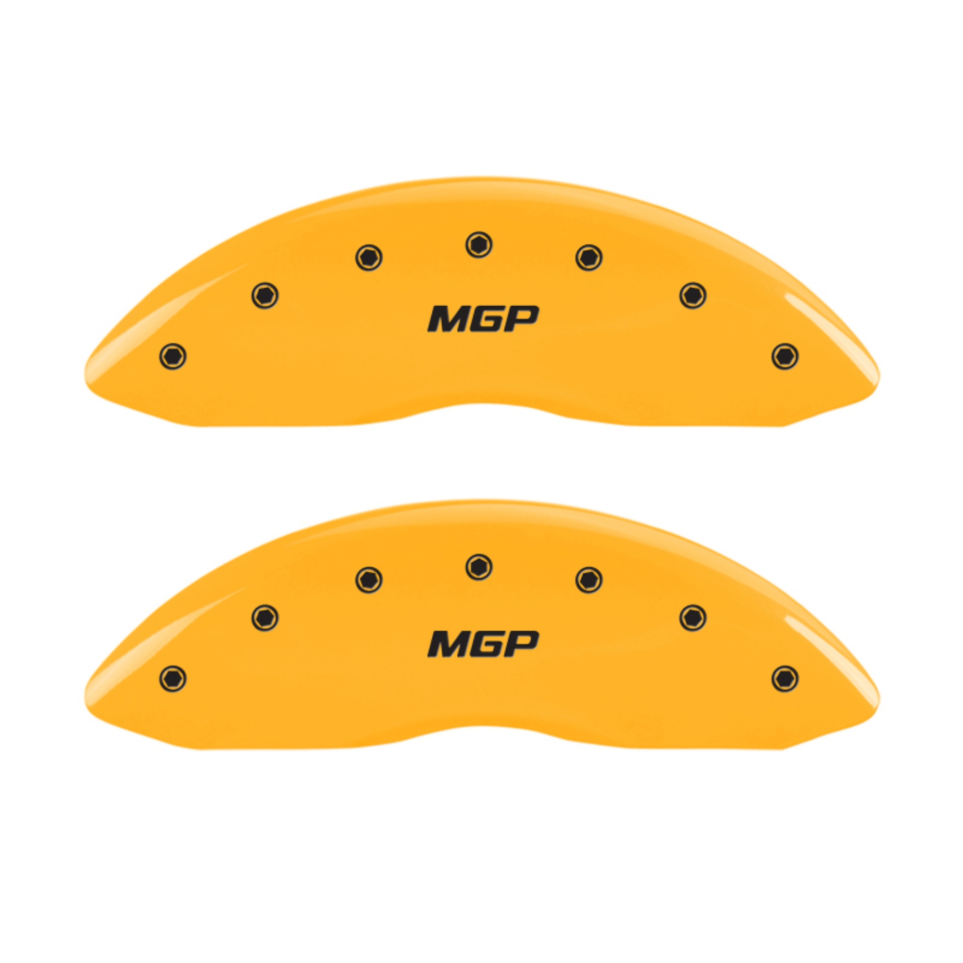 Picture of MGP 4 Caliper Covers Engraved Front & Rear MGP Yellow finish black ch