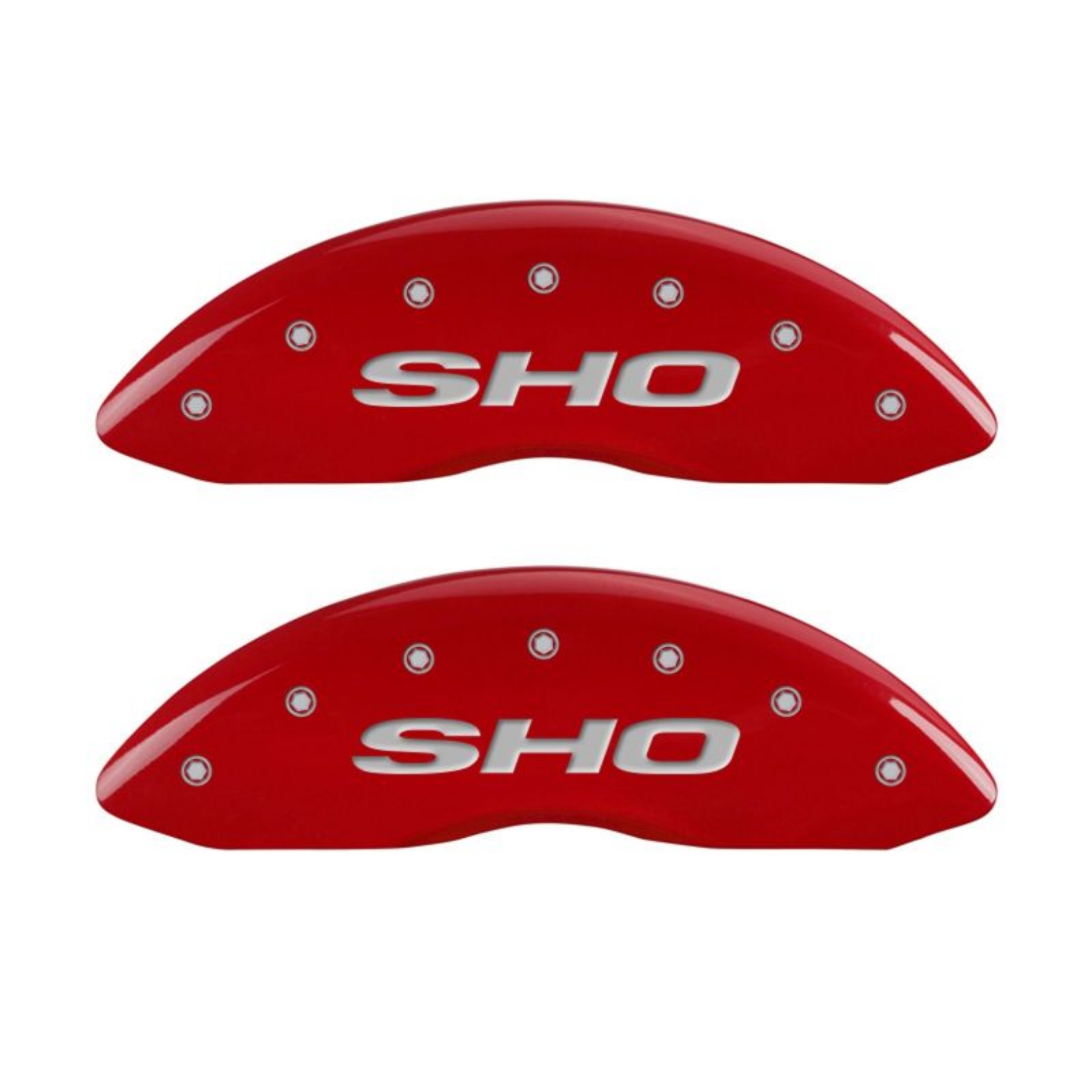 Picture of MGP 4 Caliper Covers Engraved Front & Rear SHO Red finish silver ch