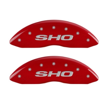 Picture of MGP 4 Caliper Covers Engraved Front & Rear SHO Red finish silver ch