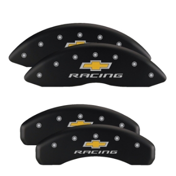 Picture of MGP 4 Caliper Covers Engraved Front & Rear Bowtie Red finish silver ch