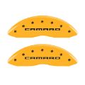 Picture of MGP 4 Caliper Covers Engraved Front & Rear Gen 5-Camaro Yellow finish black ch