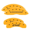 Picture of MGP 4 Caliper Covers Engraved Front Gen 5-Camaro Engraved Rear Gen 5-RS Yellow finish black ch