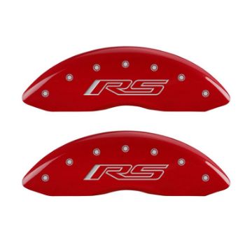 Picture of MGP 4 Caliper Covers Engraved Front & Rear Gen 5-RS Red finish silver ch