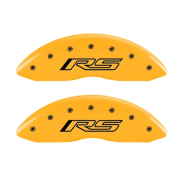 Picture of MGP 4 Caliper Covers Engraved Front & Rear Gen 5-RS Yellow finish black ch