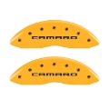 Picture of MGP 4 Caliper Covers Engraved Front & Rear Gen 5-Camaro Yellow finish black ch