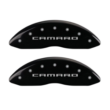Picture of MGP 4 Caliper Covers Engraved Front Gen 5-Camaro Engraved Rear Gen 5-Z28 Black finish silver ch