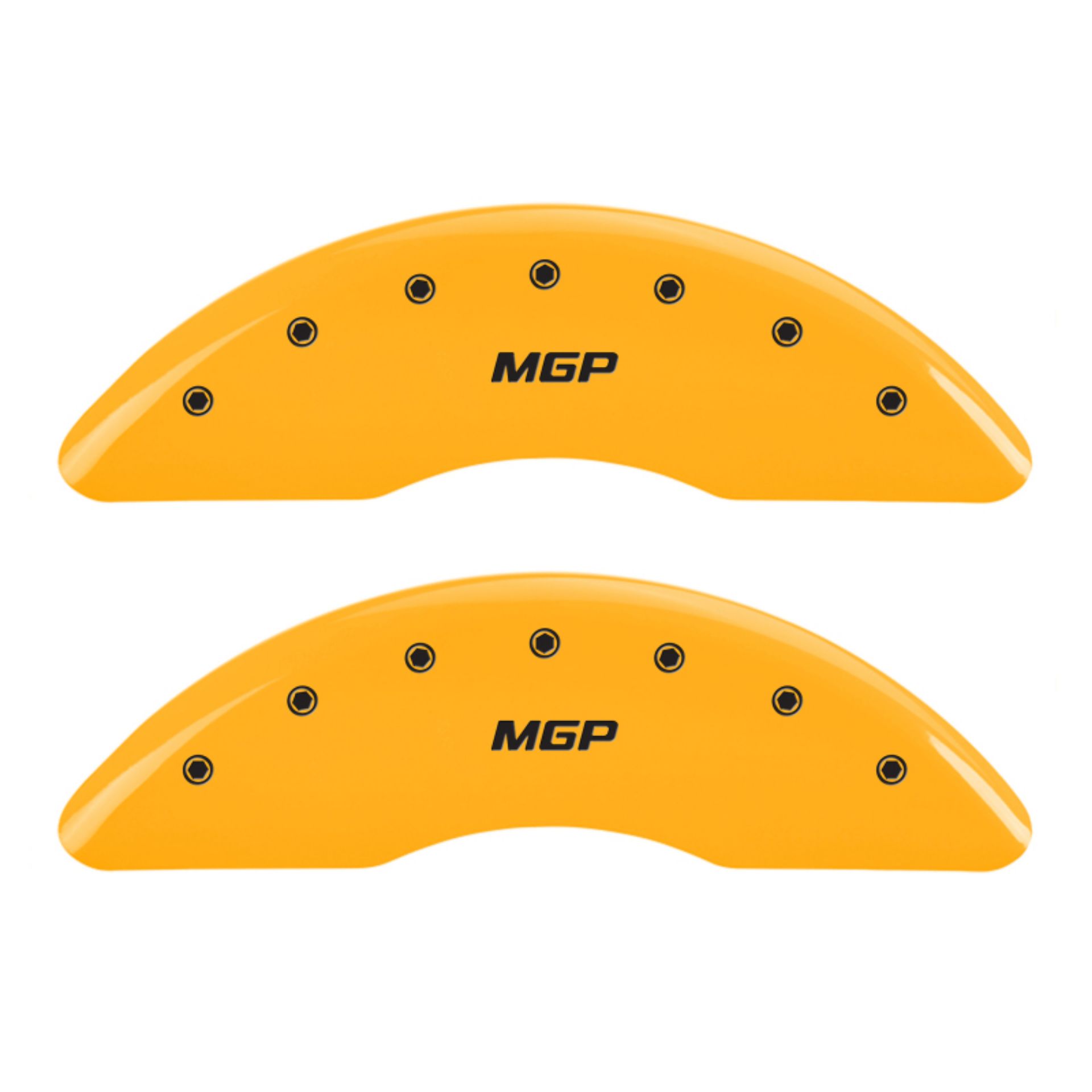 Picture of MGP 4 Caliper Covers Engraved Front & Rear MGP Yellow finish black ch