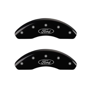 Picture of MGP Front set 2 Caliper Covers Engraved Front Oval logo-Ford Black finish silver ch