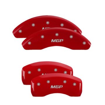 Picture of MGP Front set 2 Caliper Covers Engraved Front Oval logo-Ford Red finish silver ch