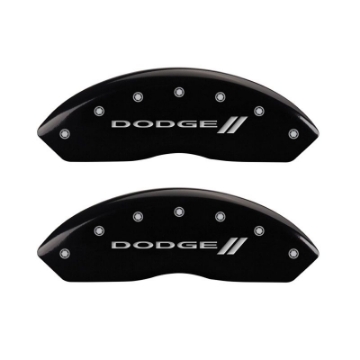 Picture of MGP 4 Caliper Covers Engraved Front & Rear With stripes-Dodge Black finish silver ch