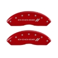 Picture of MGP 4 Caliper Covers Engraved Front & Rear With stripes-Dodge Red finish silver ch