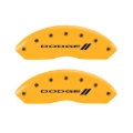 Picture of MGP 4 Caliper Covers Engraved Front & Rear With stripes-Dodge Yellow finish black ch