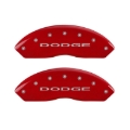 Picture of MGP 4 Caliper Covers Engraved Front & Rear With out stripes-Dodge Red finish silver ch