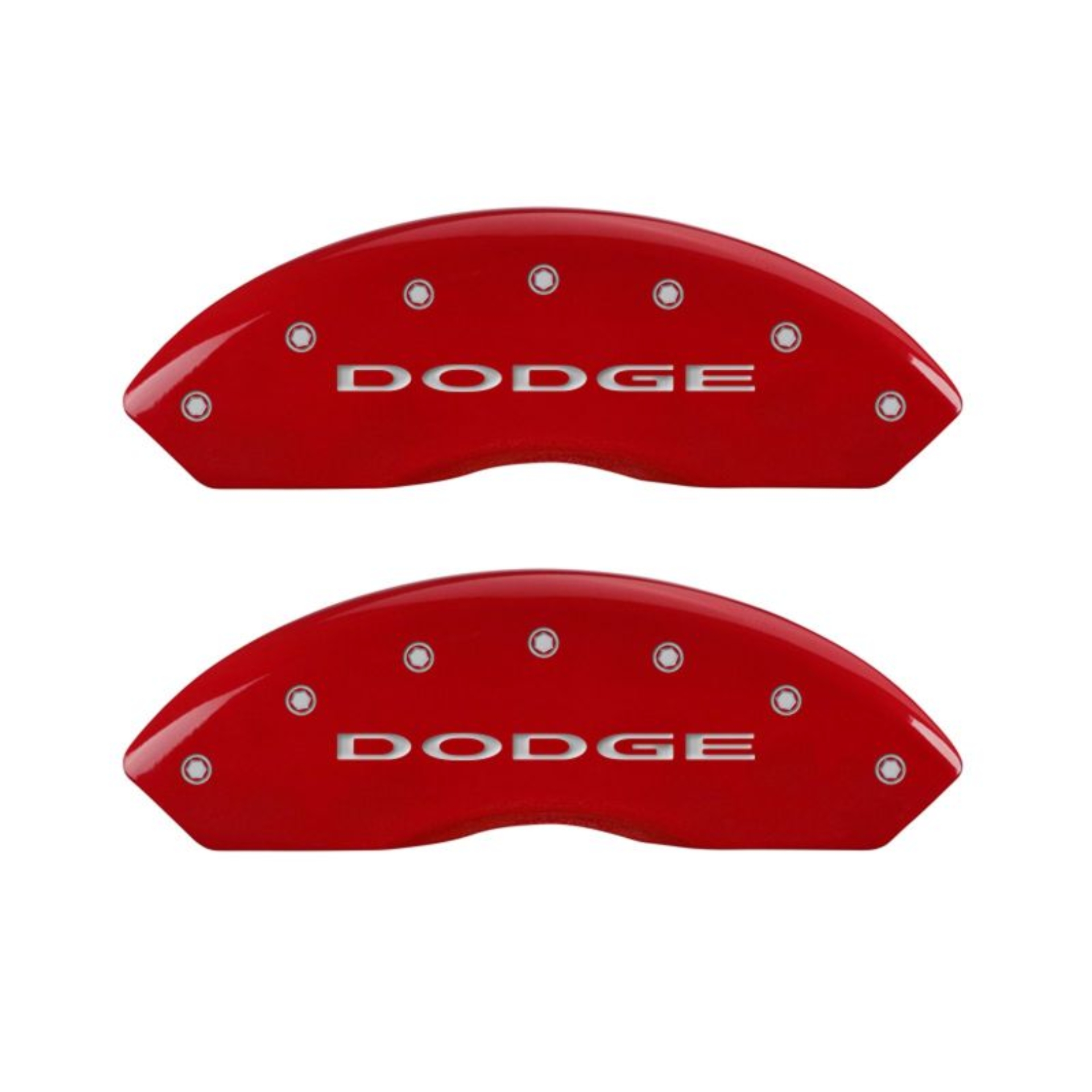 Picture of MGP 4 Caliper Covers Engraved Front & Rear With out stripes-Dodge Red finish silver ch