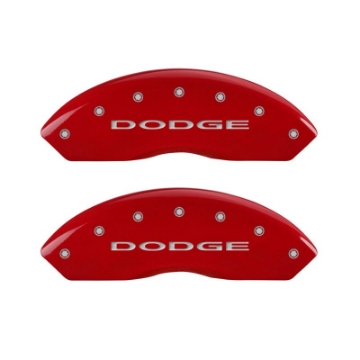 Picture of MGP 4 Caliper Covers Engraved Front & Rear With out stripes-Dodge Red finish silver ch
