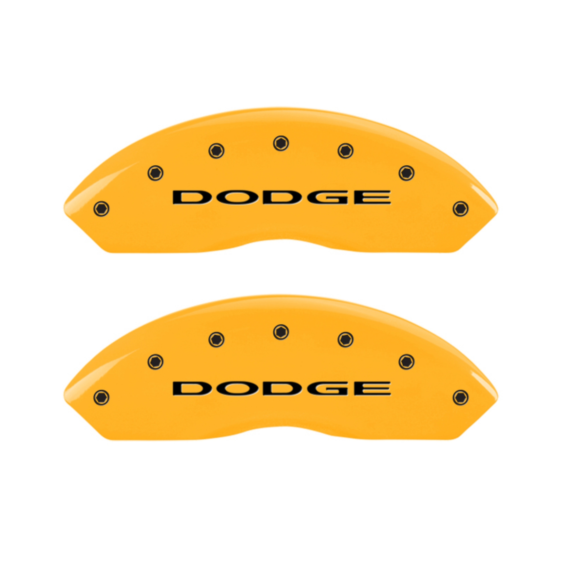 Picture of MGP 4 Caliper Covers Engraved Front & Rear With out stripes-Dodge Yellow finish black ch