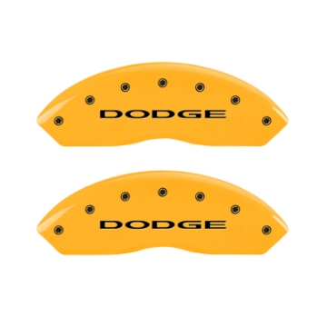 Picture of MGP 4 Caliper Covers Engraved Front & Rear With out stripes-Dodge Yellow finish black ch