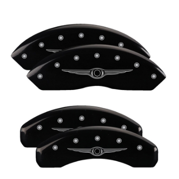Picture of MGP 4 Caliper Covers Engraved Front & Rear Style 1-Chrysler Wing Black finish silver ch