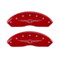 Picture of MGP 4 Caliper Covers Engraved Front & Rear Style 1-Chrysler Wing Red finish silver ch