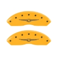 Picture of MGP 4 Caliper Covers Engraved Front & Rear Style 1-Chrysler Wing Yellow finish black ch
