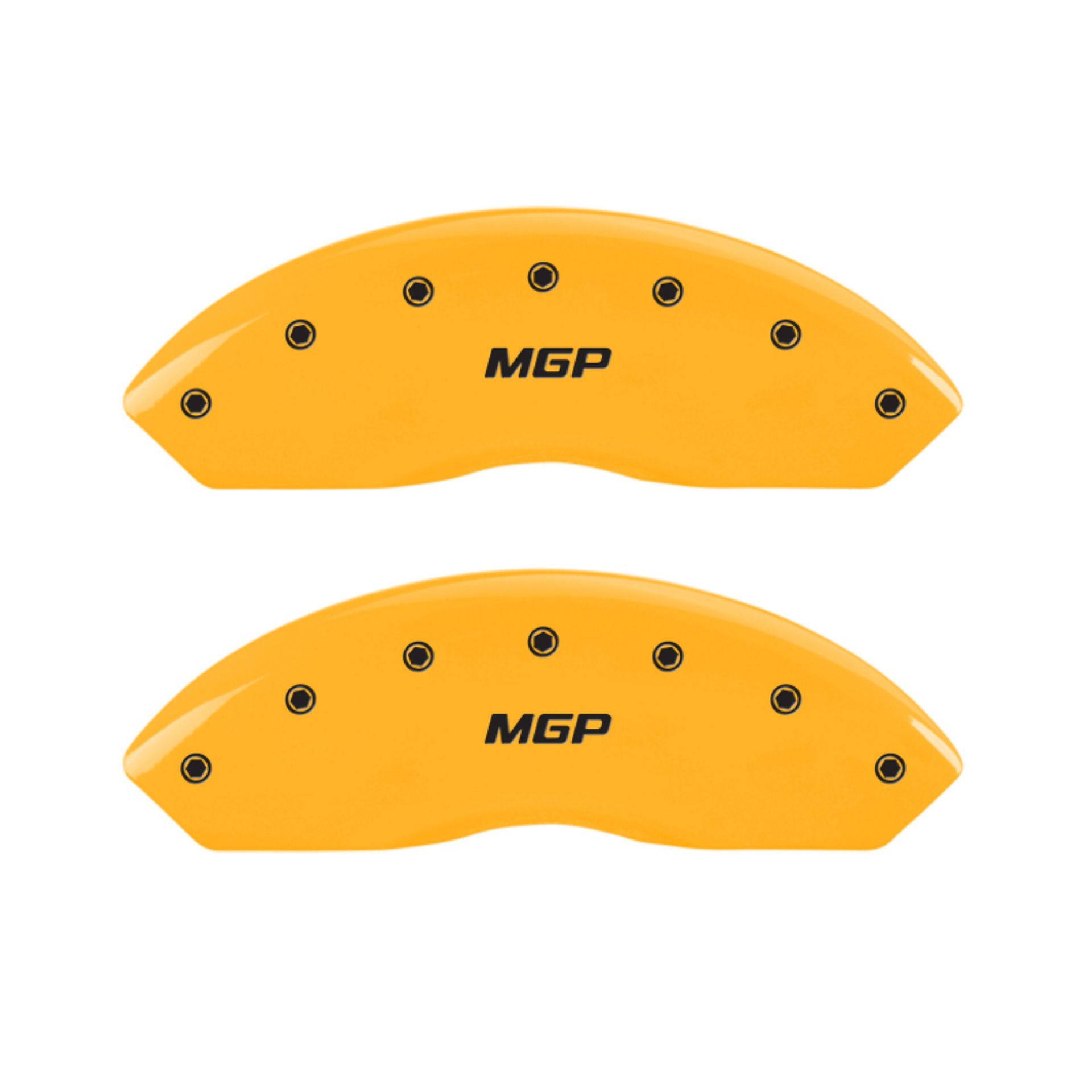 Picture of MGP 4 Caliper Covers Engraved Front & Rear MGP Yellow finish black ch