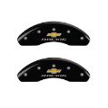 Picture of MGP Front set 2 Caliper Covers Engraved Front Chevy racing Black finish silver ch
