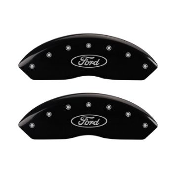Picture of MGP Front set 2 Caliper Covers Engraved Front Oval logo-Ford Black finish silver ch
