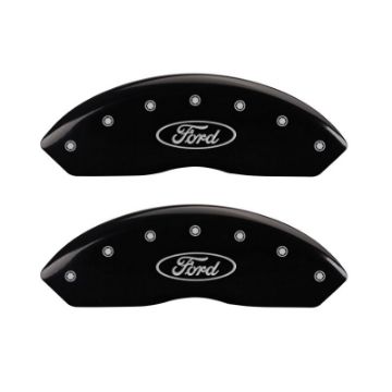 Picture of MGP Front set 2 Caliper Covers Engraved Front Oval logo-Ford Black finish silver ch