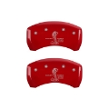 Picture of MGP Rear set 2 Caliper Covers Engraved Rear GT350 Shelby & Cobra Red finish silver ch
