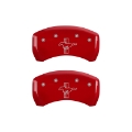 Picture of MGP Rear set 2 Caliper Covers Engraved Rear GT350 Shelby & Cobra Red finish silver ch