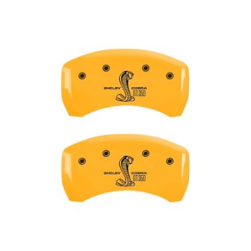Picture of MGP Rear set 2 Caliper Covers Engraved Rear GT350 Shelby & Cobra Yellow finish black ch