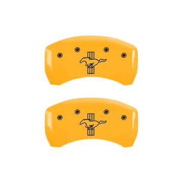Picture of MGP Rear set 2 Caliper Covers Engraved Rear GT350 Shelby & Cobra Yellow finish black ch