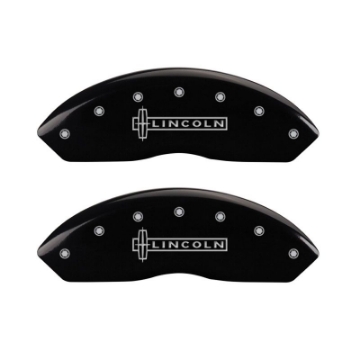 Picture of MGP 4 Caliper Covers Engraved Front Lincoln Engraved Rear Star logo Black finish silver ch