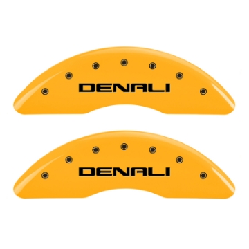 Picture of MGP 4 Caliper Covers Engraved Front & Rear Denali Yellow finish black ch