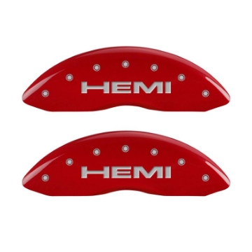 Picture of MGP 4 Caliper Covers Engraved Front & Rear Hemi Red finish silver ch