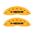 Picture of MGP 4 Caliper Covers Engraved Front & Rear Hemi Yellow finish black ch