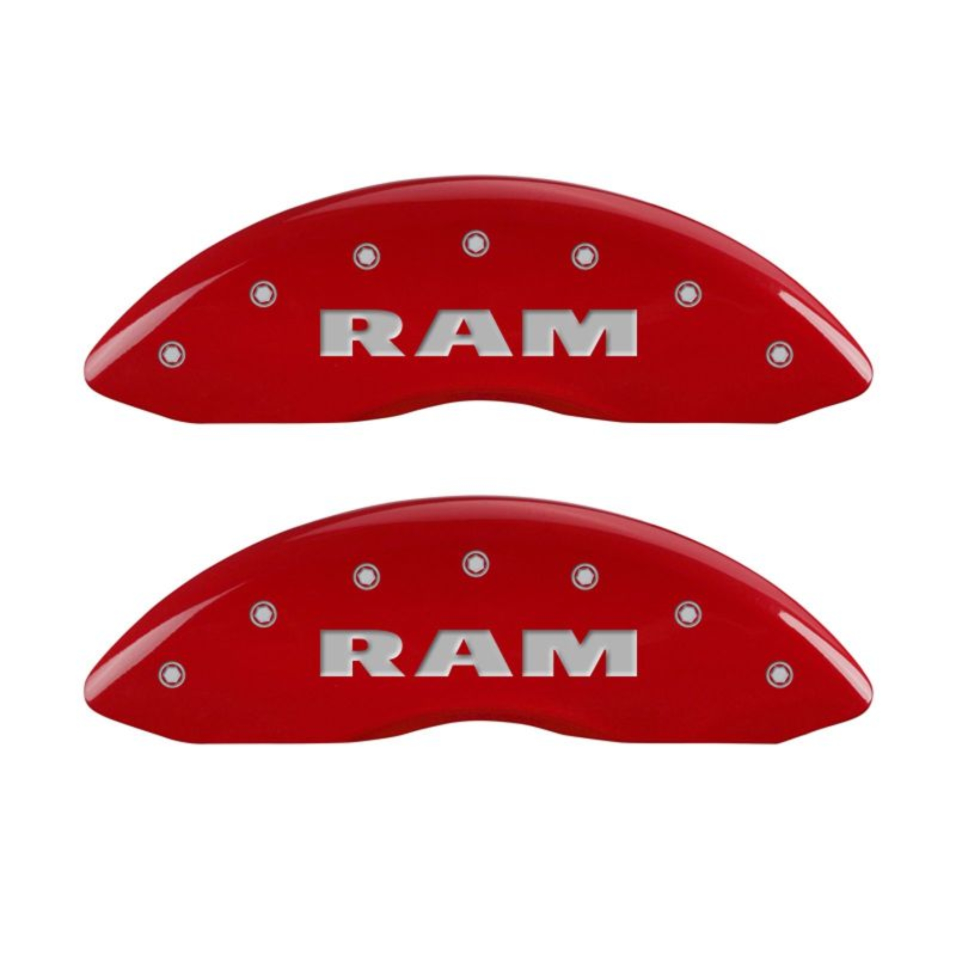 Picture of MGP 4 Caliper Covers Engraved Front & Rear RAM Red finish silver ch