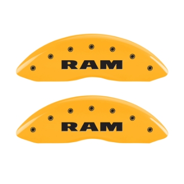 Picture of MGP 4 Caliper Covers Engraved Front & Rear RAM Yellow finish black ch