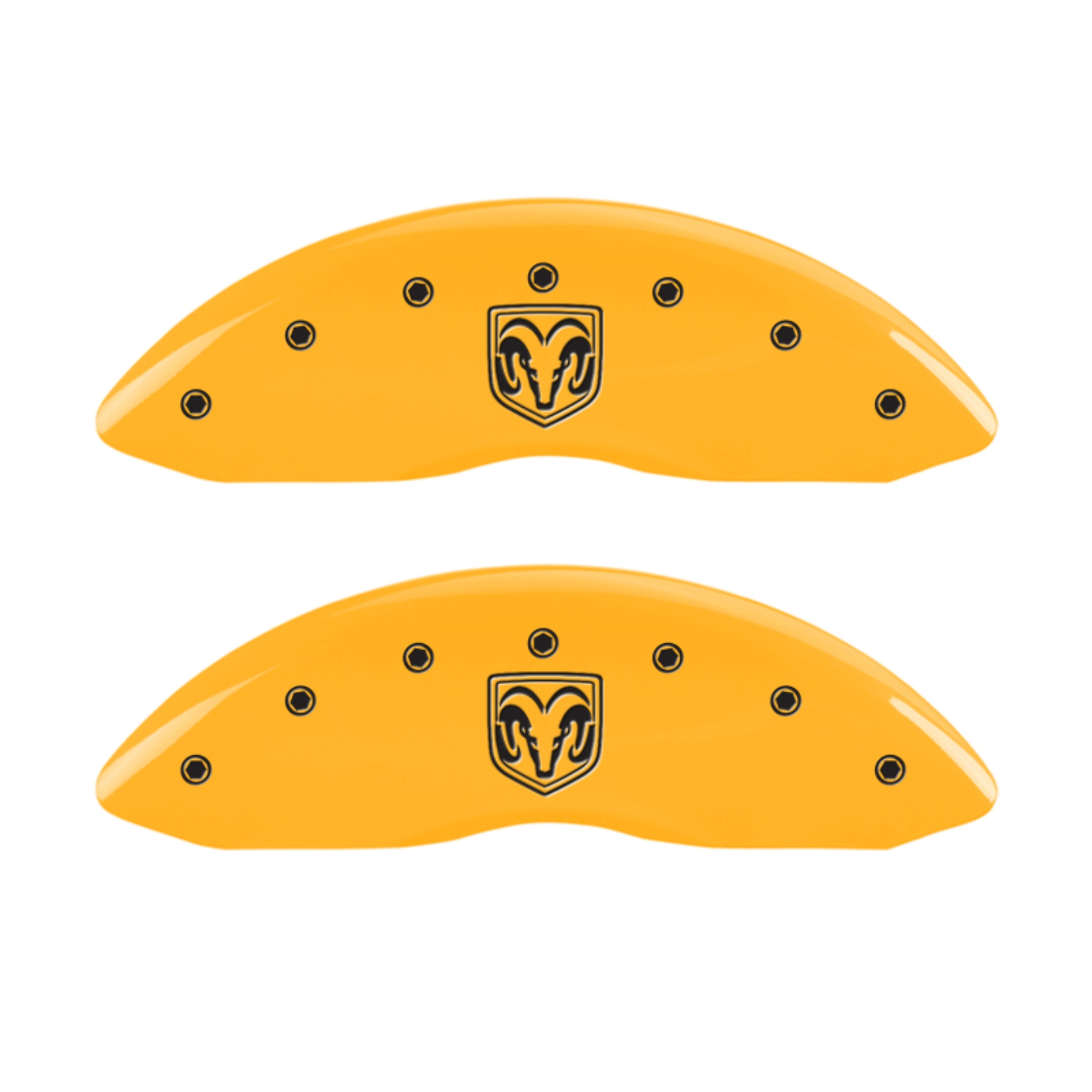Picture of MGP 4 Caliper Covers Engraved Front RAM Engraved Rear RAMHEAD Yellow finish black ch